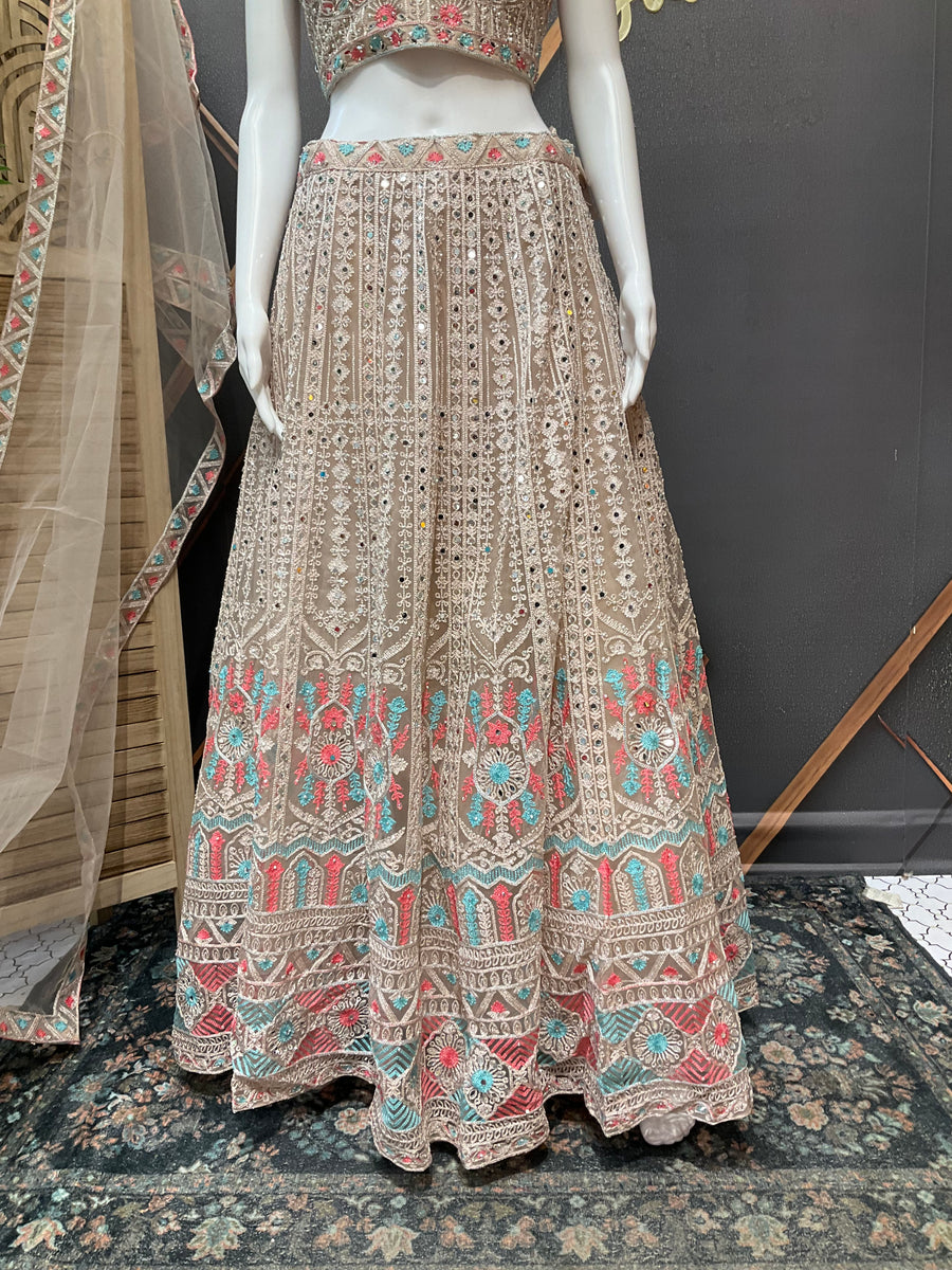 Half White Full Work Lehanga set