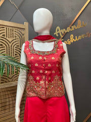 Indo Western Pink Party Wear Palazzo set