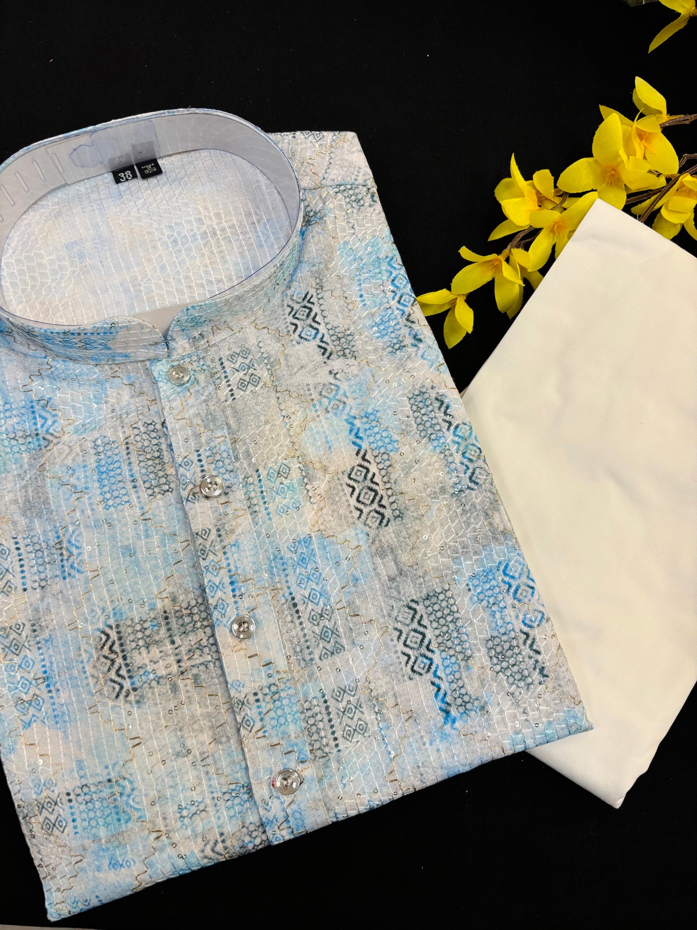 Digital Print Fancy Men’s Wear-Kurta Pajama set image 0