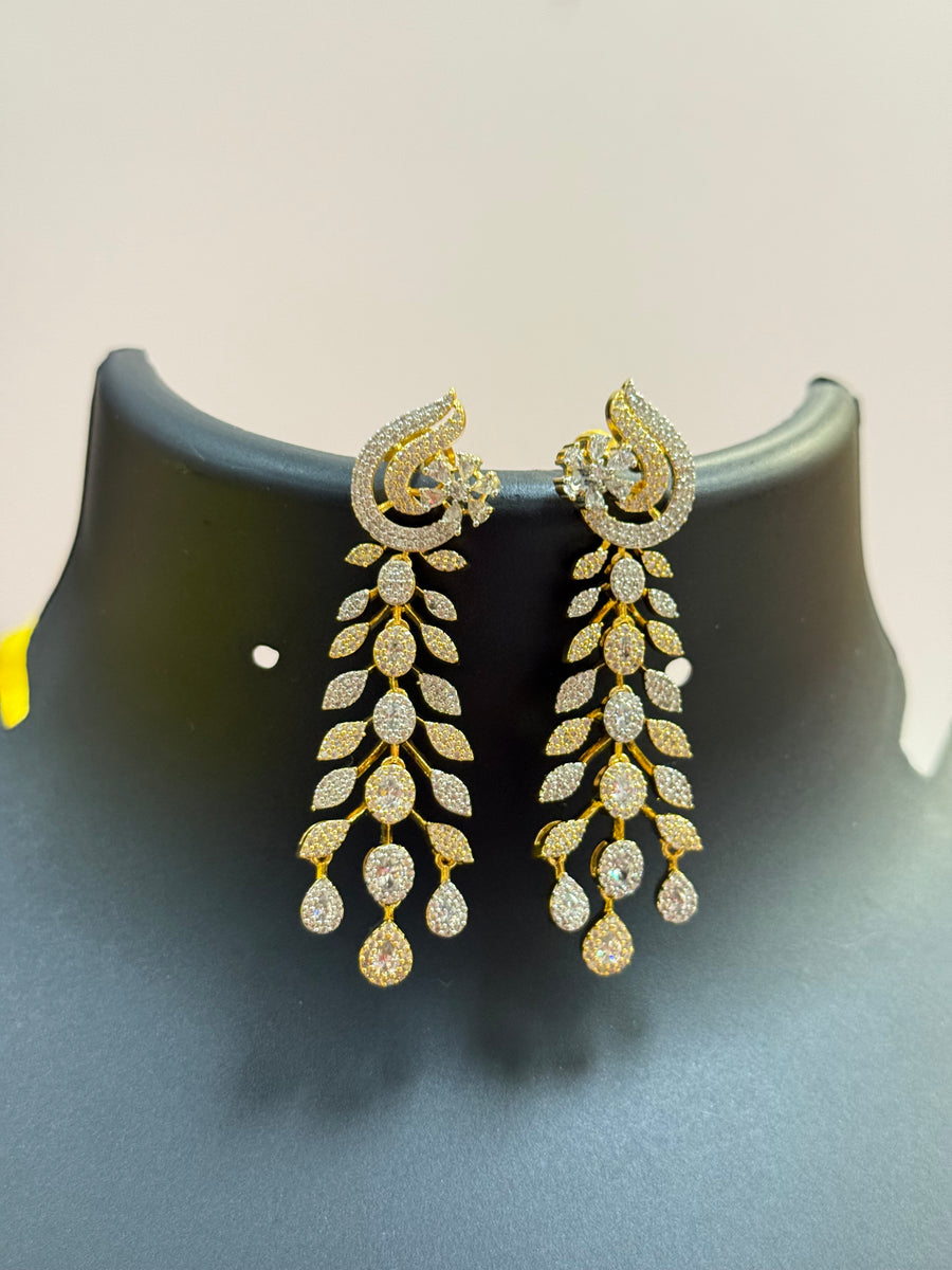 Dual Tone CZ Earrings