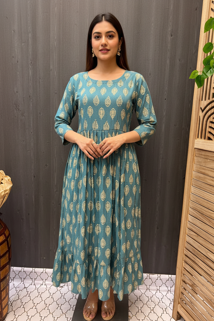 Size 44-Soft cotton Gowns/Kurtis with print for summer