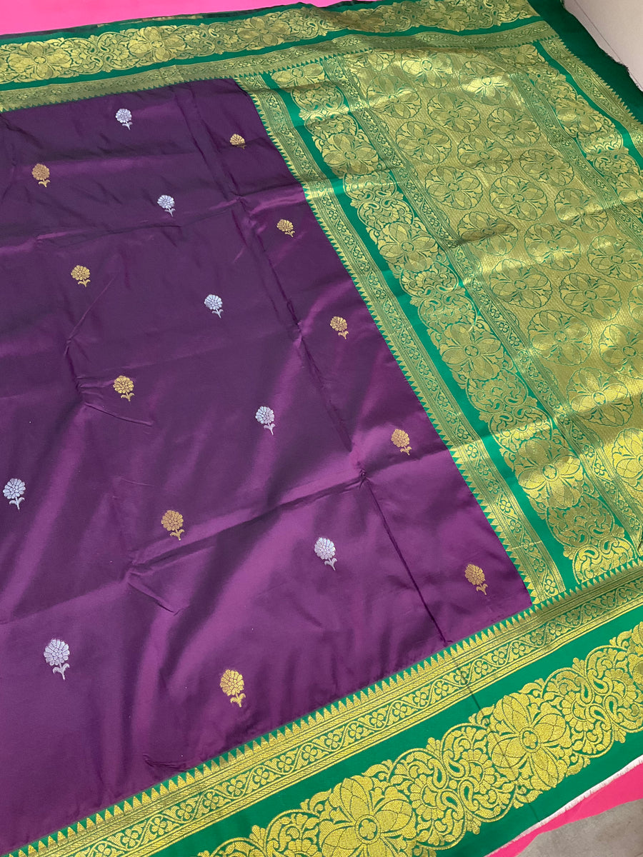 Semi Silk Kanjeevaram Purple Saree