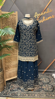 Party Wear Navy Blue Sharara set
