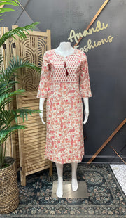 Pure Cotton Floral Kurti Short Kurti