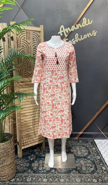 Pure Cotton Floral Kurti