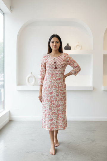 Pure Cotton Floral Kurti