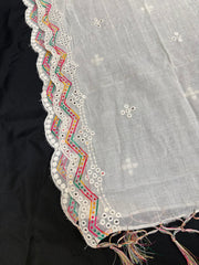 Half white - Pure cotton Dupatta