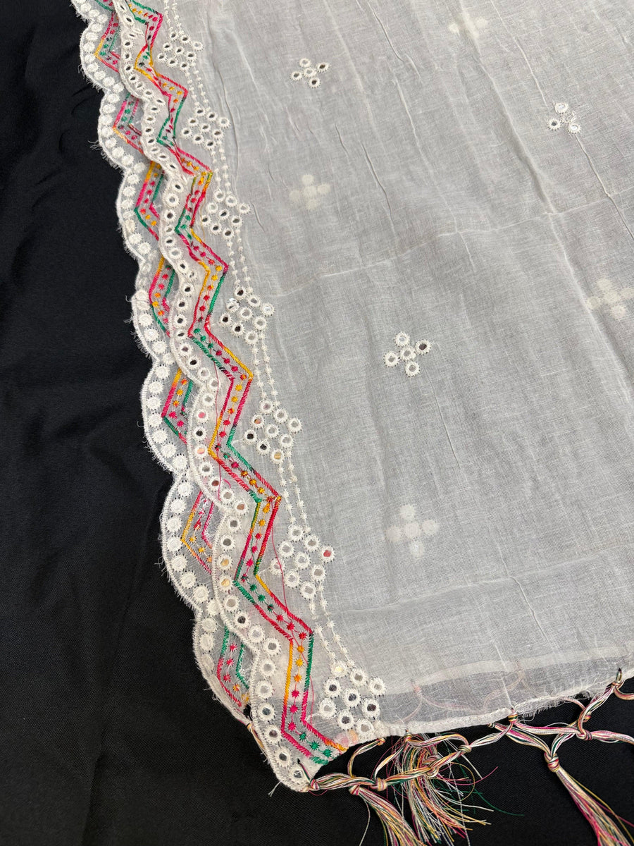 Half white - Pure cotton Dupatta