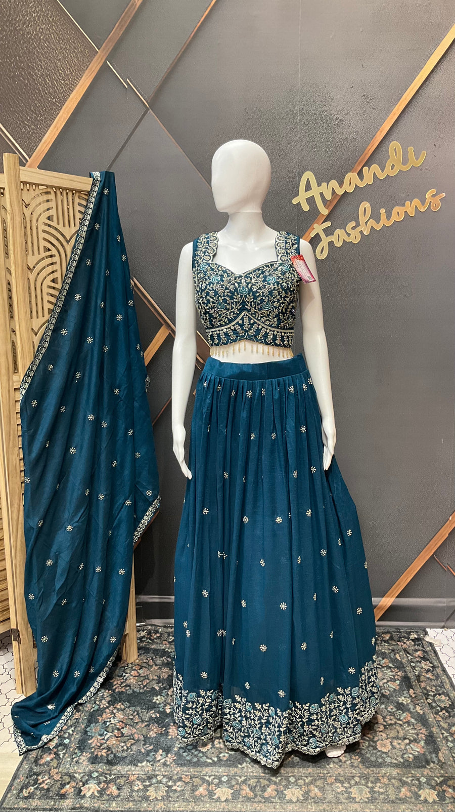 Teal Blue Party Wear Lehenga sets