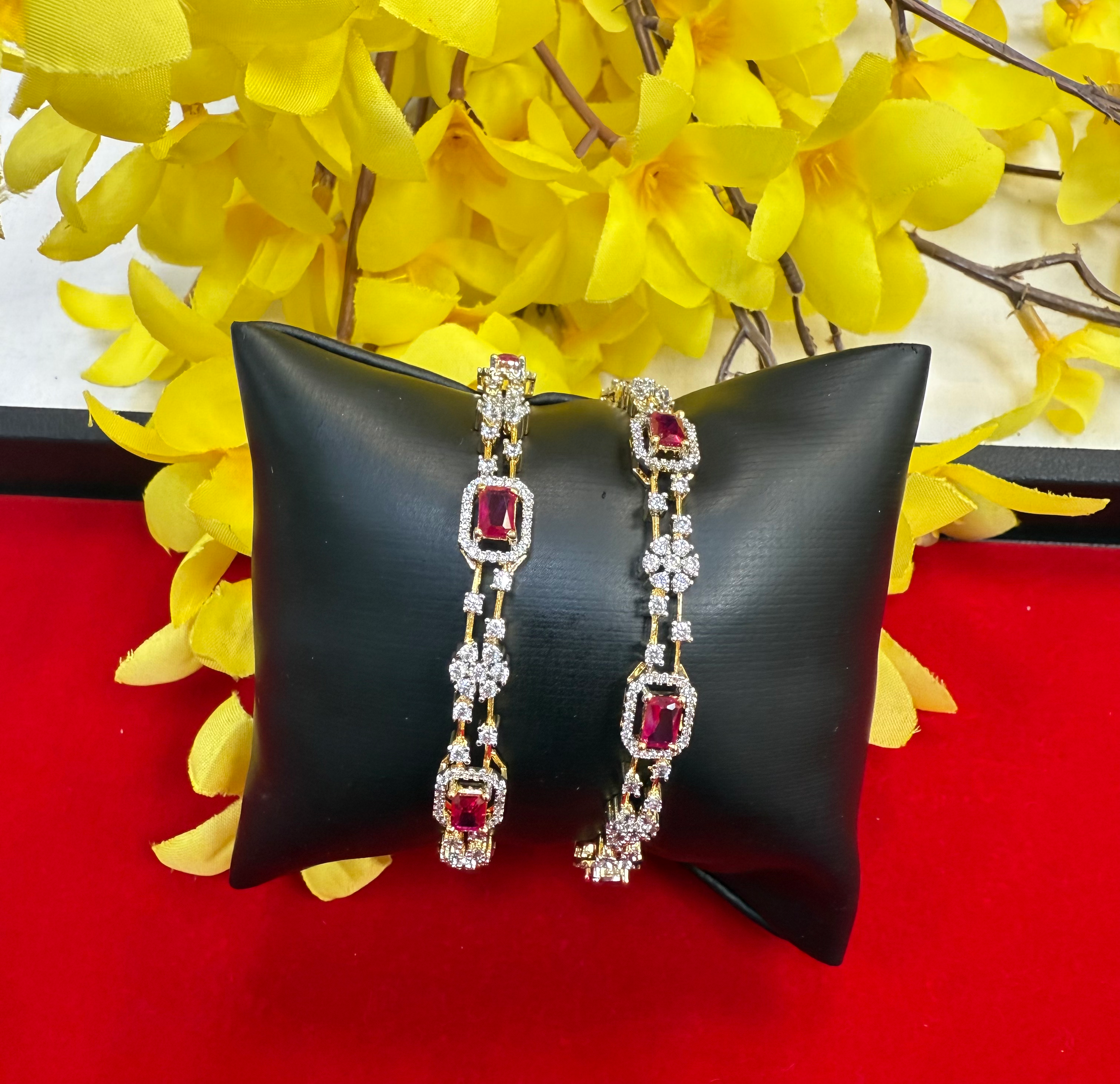 Party Wear CZ Bangles- Pair(set of 2) image 1