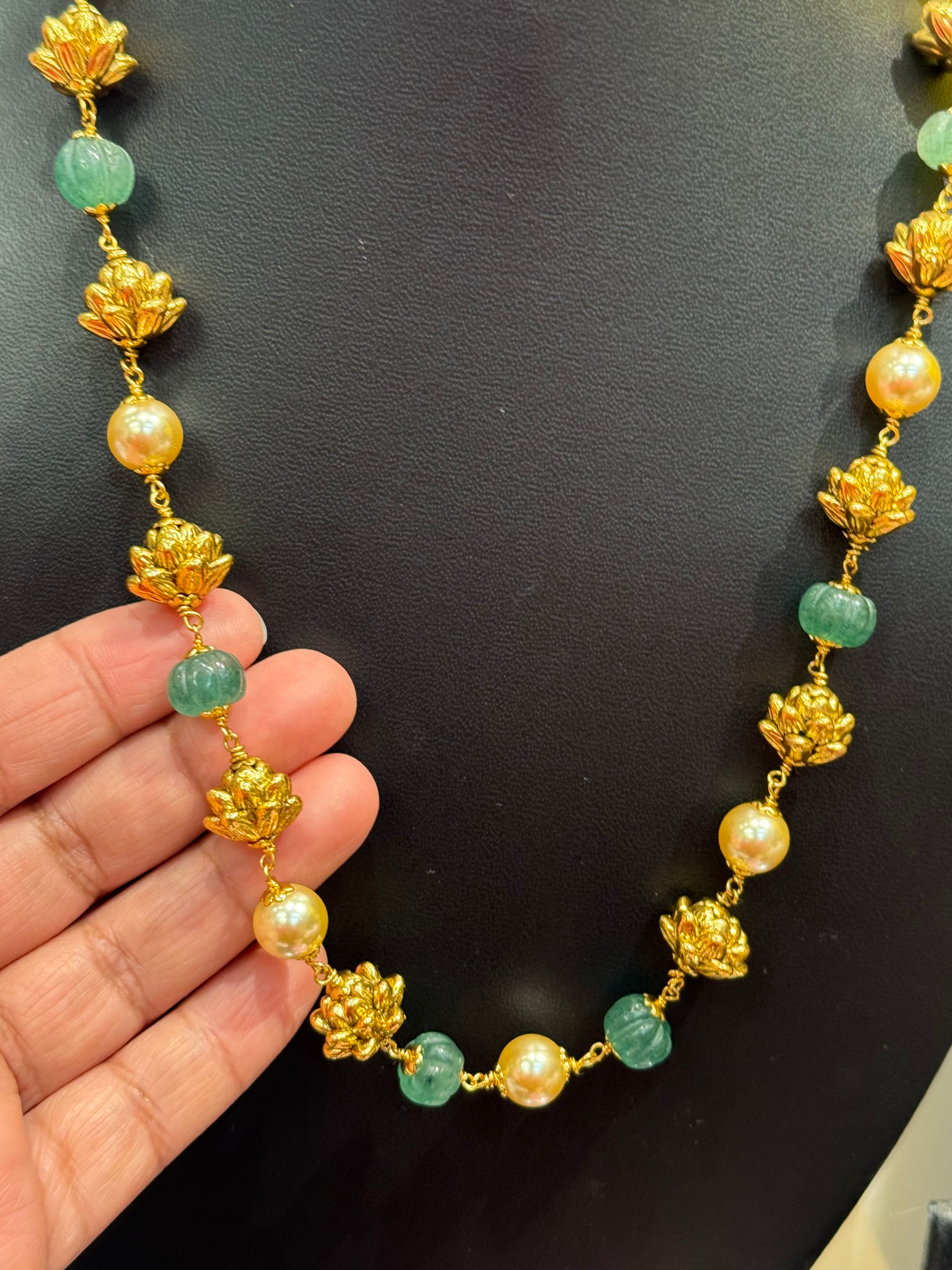 Pearl Mala with Pumpkin Beads image 1