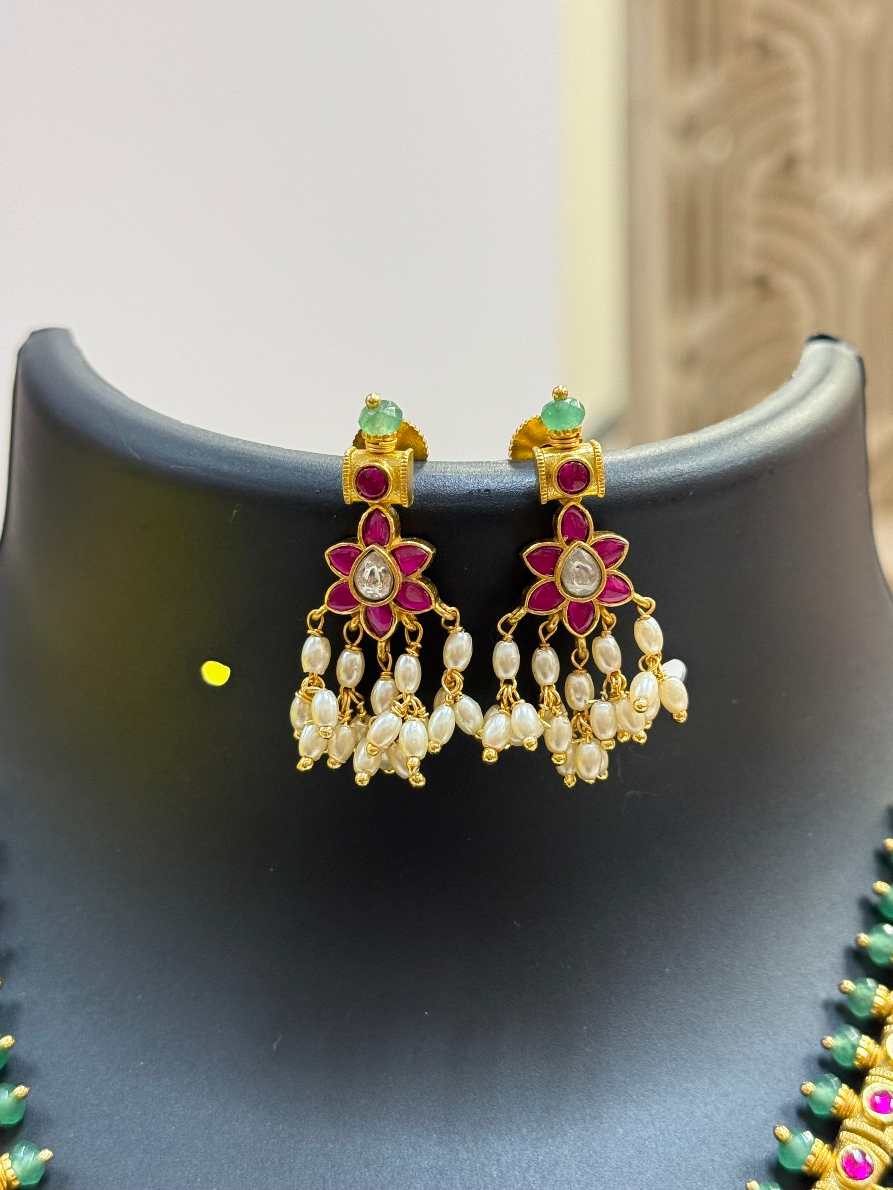 Jadau Kundan Guttapusalu Necklace set