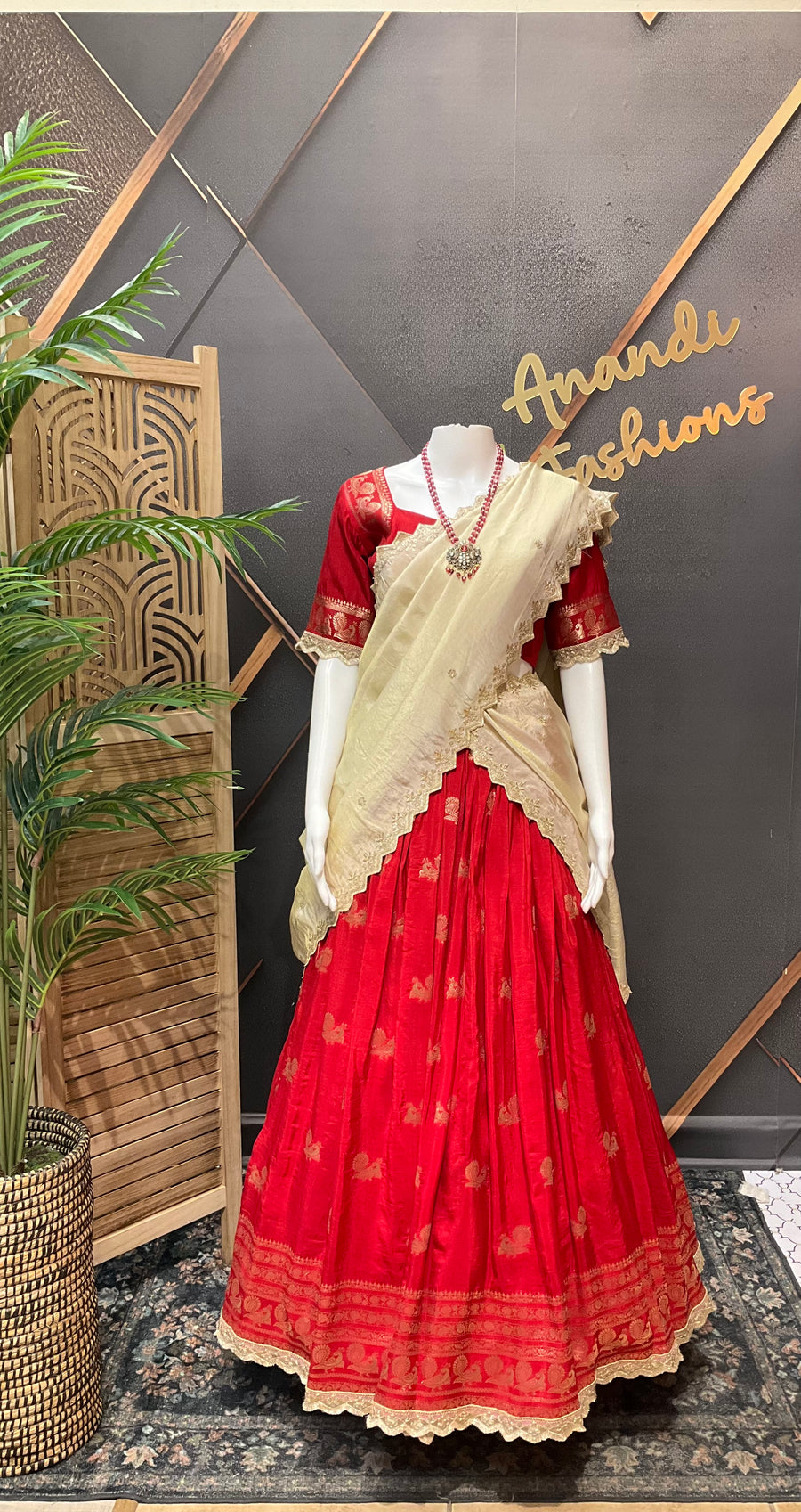 Red Benarasi Lehenga/Half Saree set
