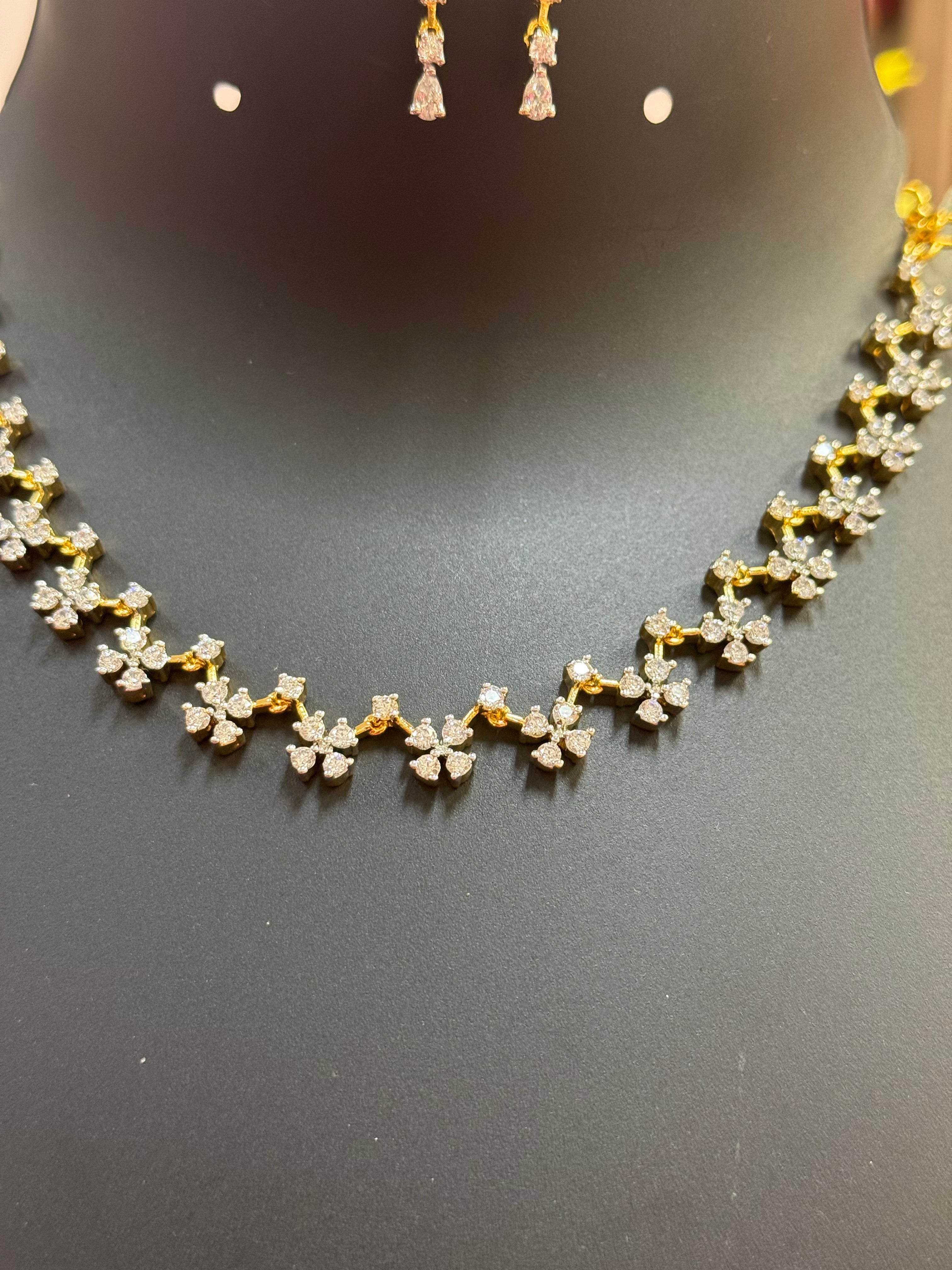 Simple CZ Necklace set