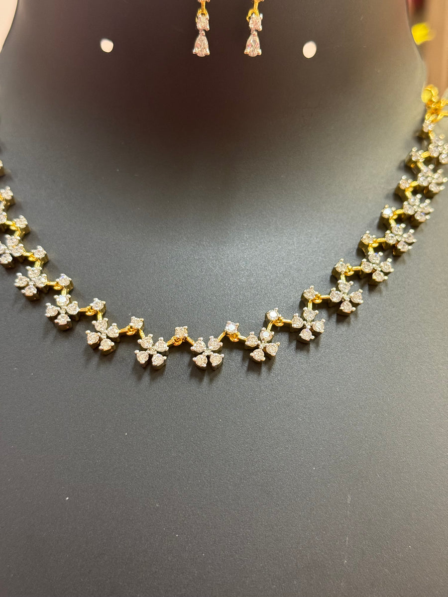 Simple CZ Necklace set