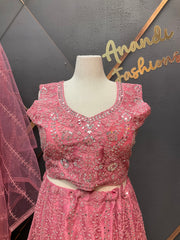 Pink Plus Size Party Wear Lehanga set