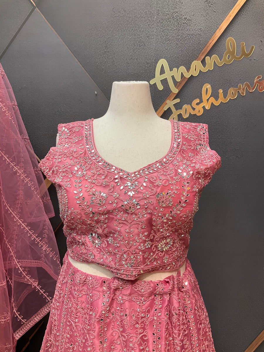 Pink Plus Size Party Wear Lehanga set