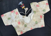 Off White Front Opening Tissue Blouse