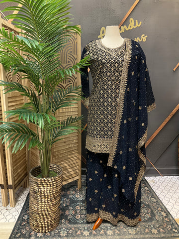 Plus Size - Party Wear Georgette Sharara Sets