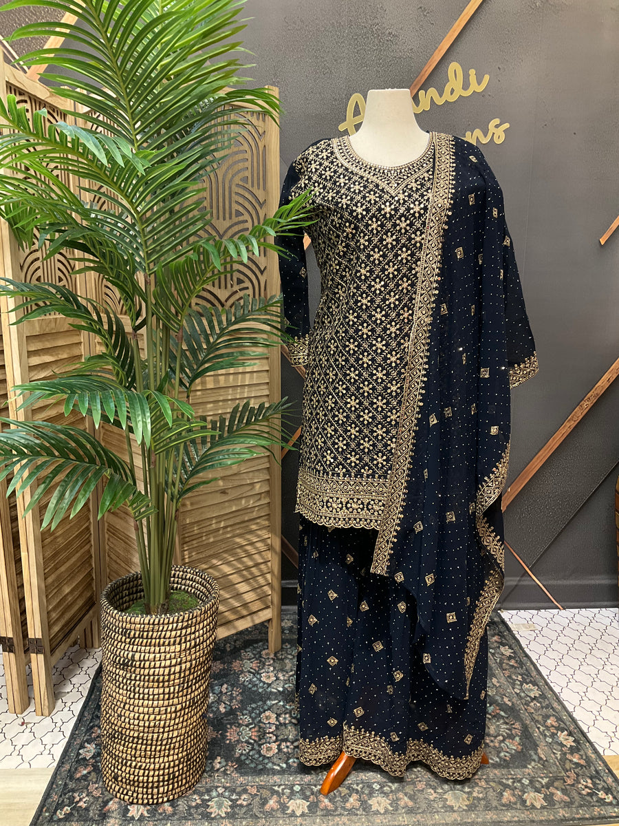 Plus Size - Party Wear Georgette Sharara Sets