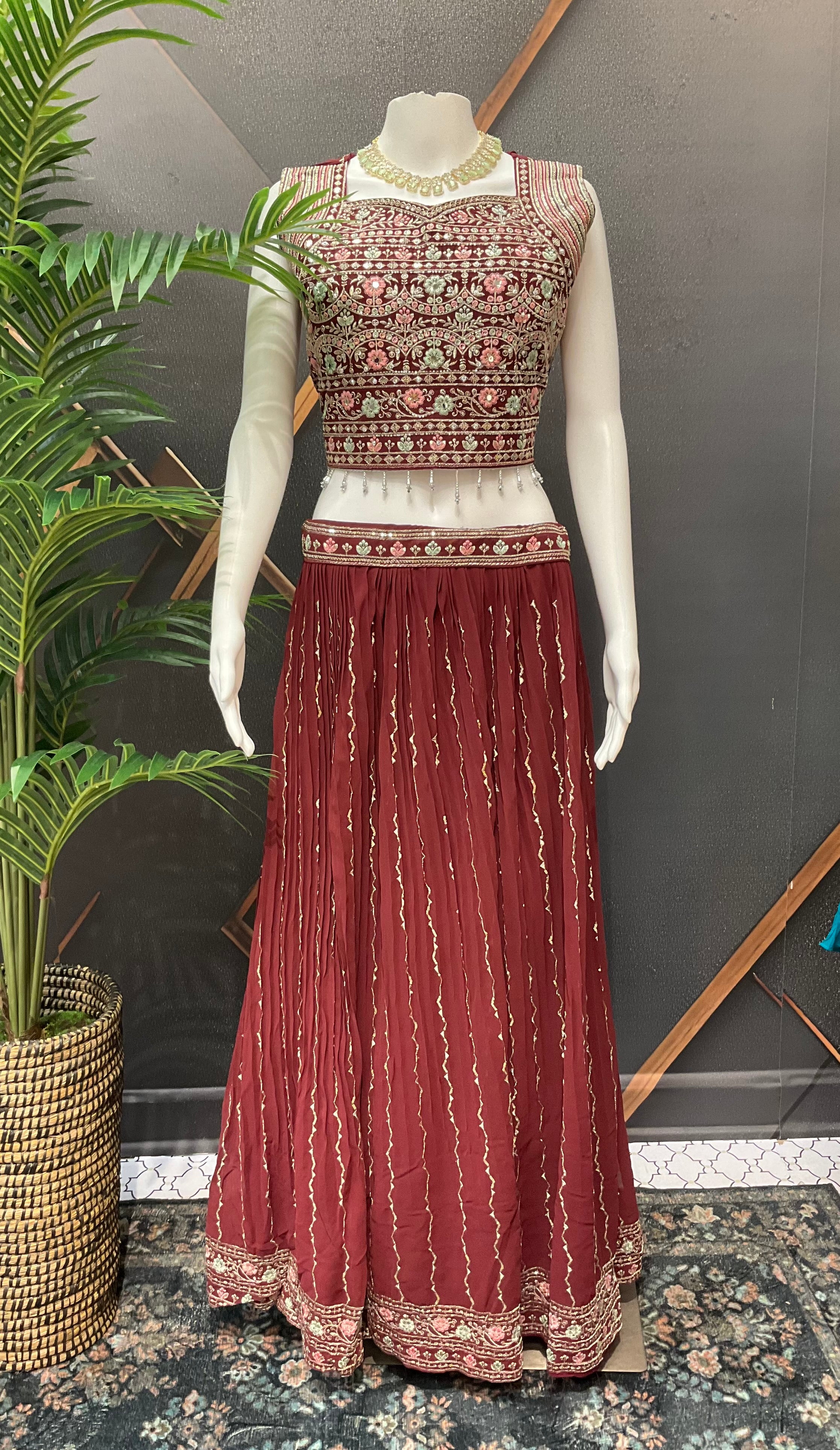 Onion Pink color- party Wear Lehenga sets-Chiffon