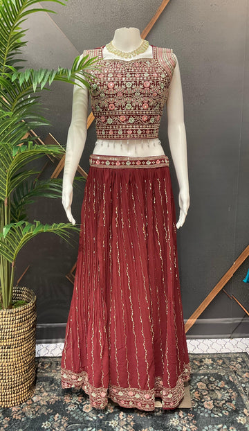 Onion Pink Chiffon Lehenga Set - Party & Wedding Wear