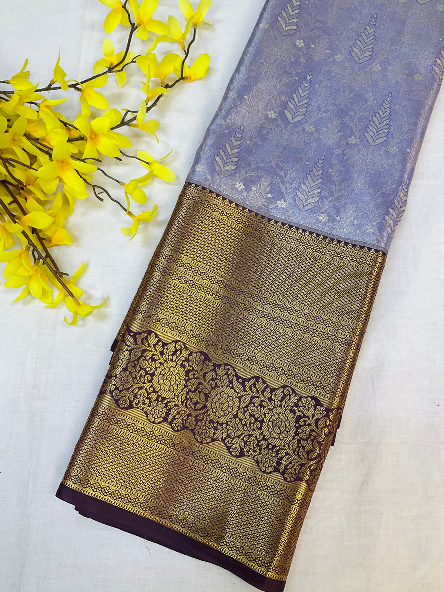 Semi Silk Kanjeevaram Allover Design Lavender Saree