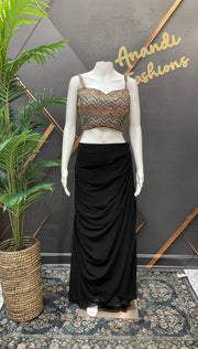 Indo Western Georgette Skirt Set with Embroidered Jacket - Party Wear