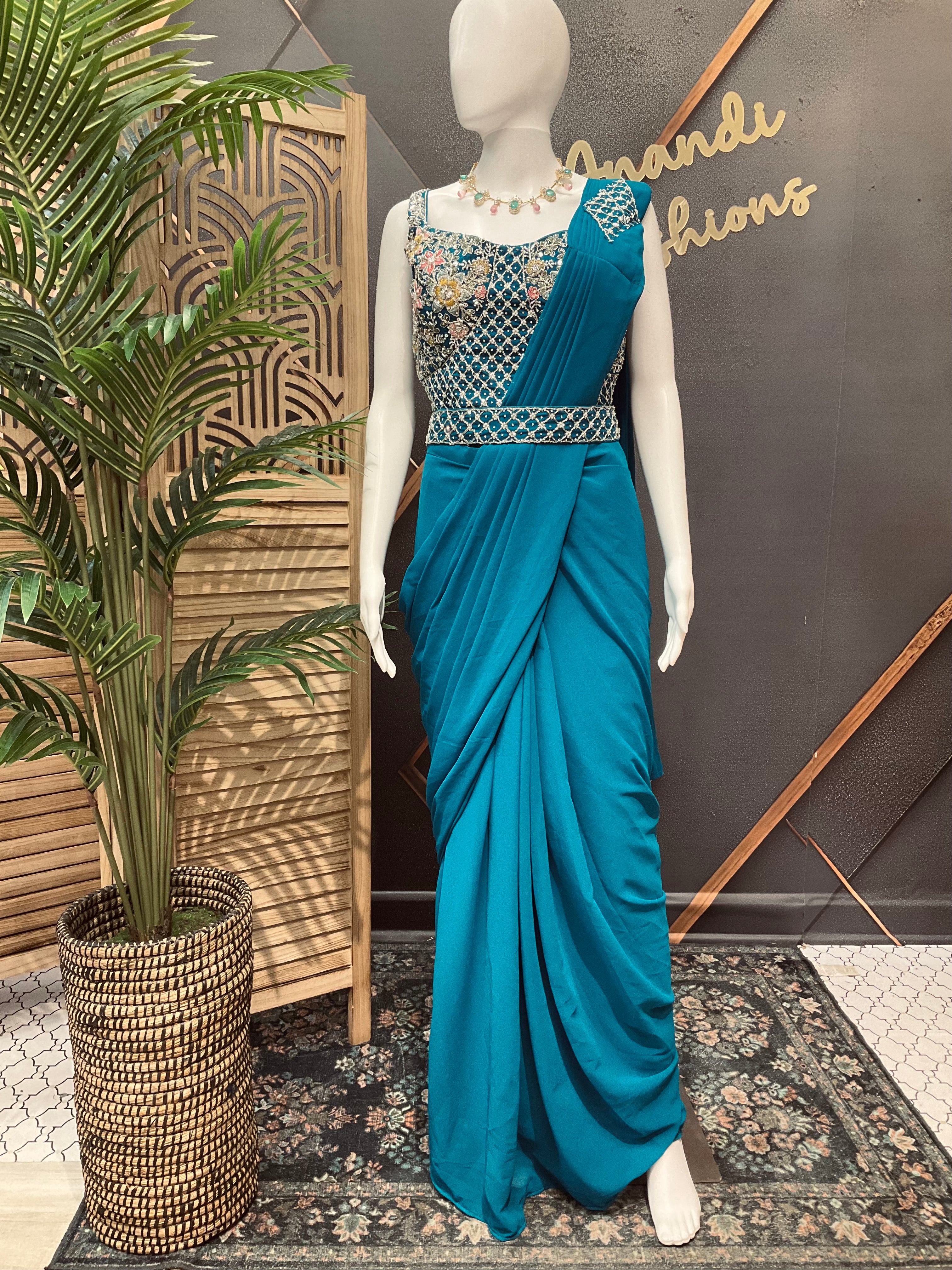 Blue - Ready to wear saree