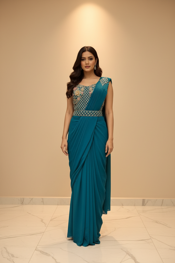 Blue - Ready to wear saree