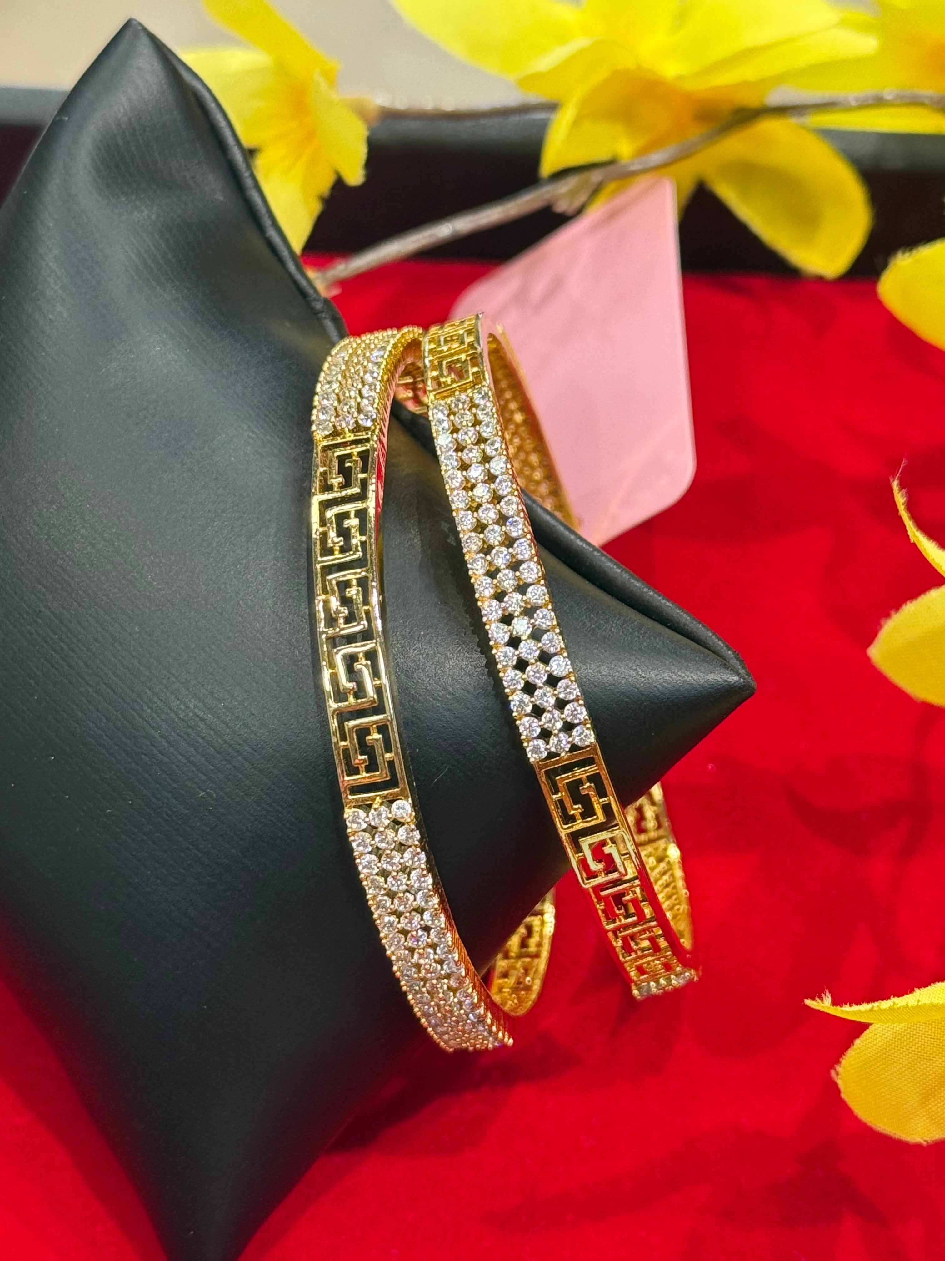 Unique Design CZ Bangles - Size 2.6