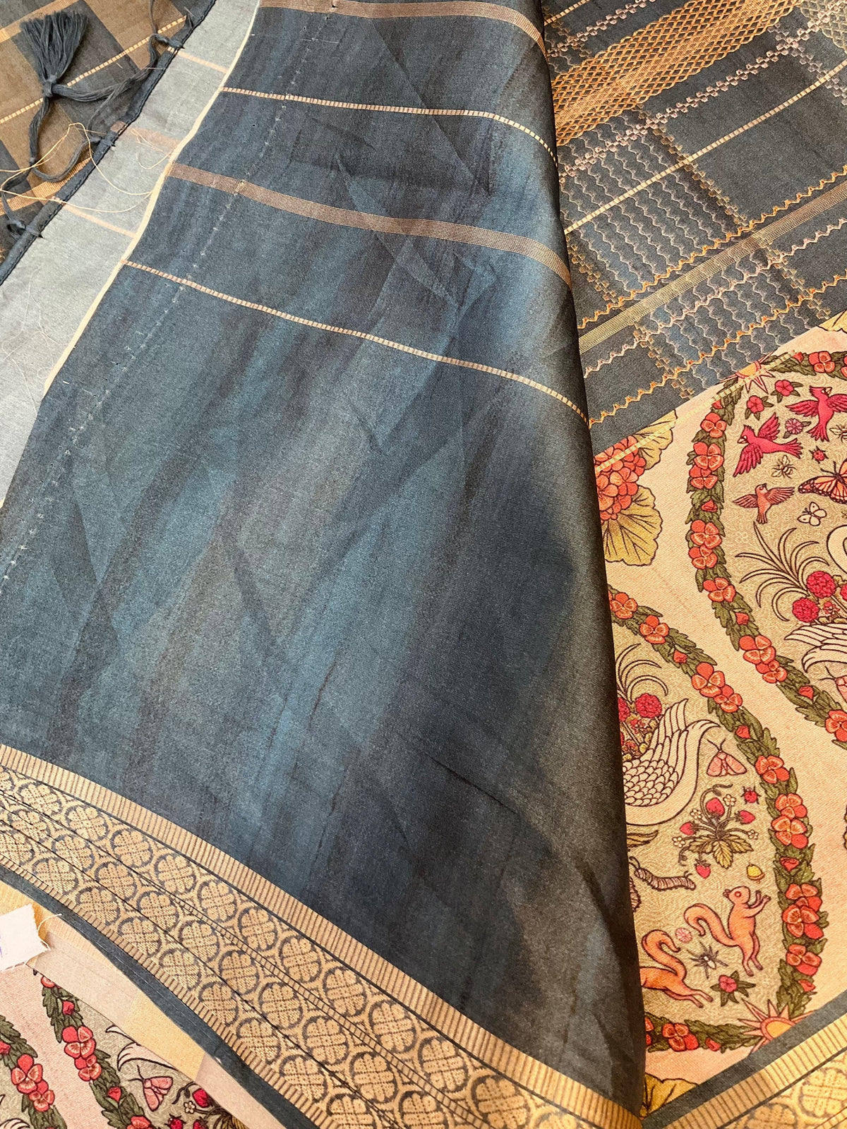 Light Weight Fancy Silk Saree with Animal Design Border