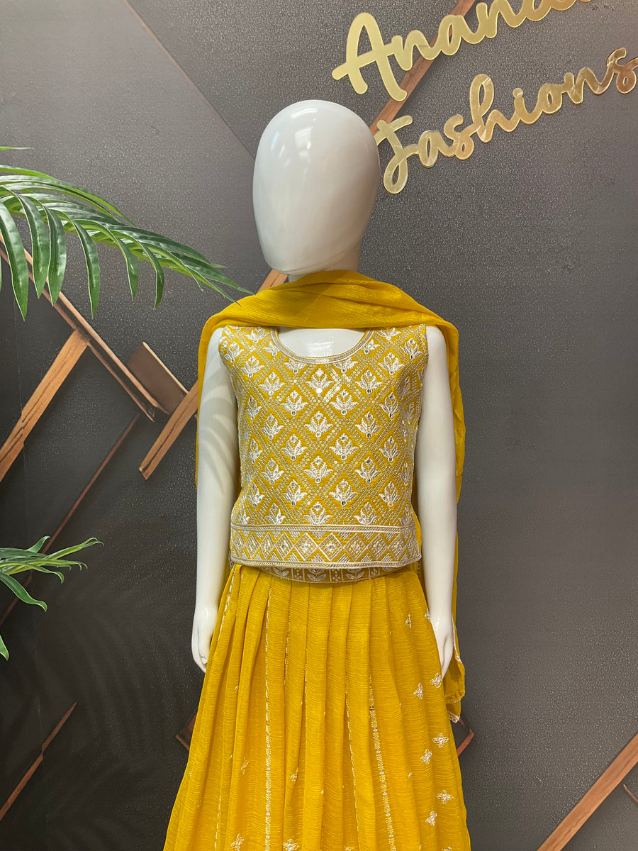 Girls Yellow Lehanga set