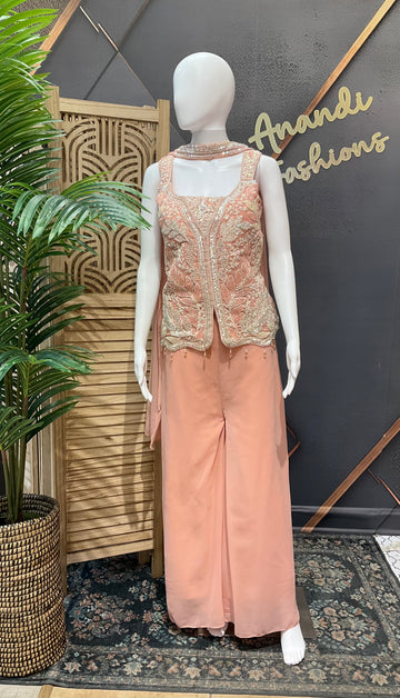 Pastel Colors Stylish Party Wear Palazzo/Sharara set