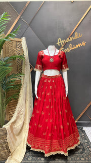 Red Benarasi Lehenga/Half Saree set