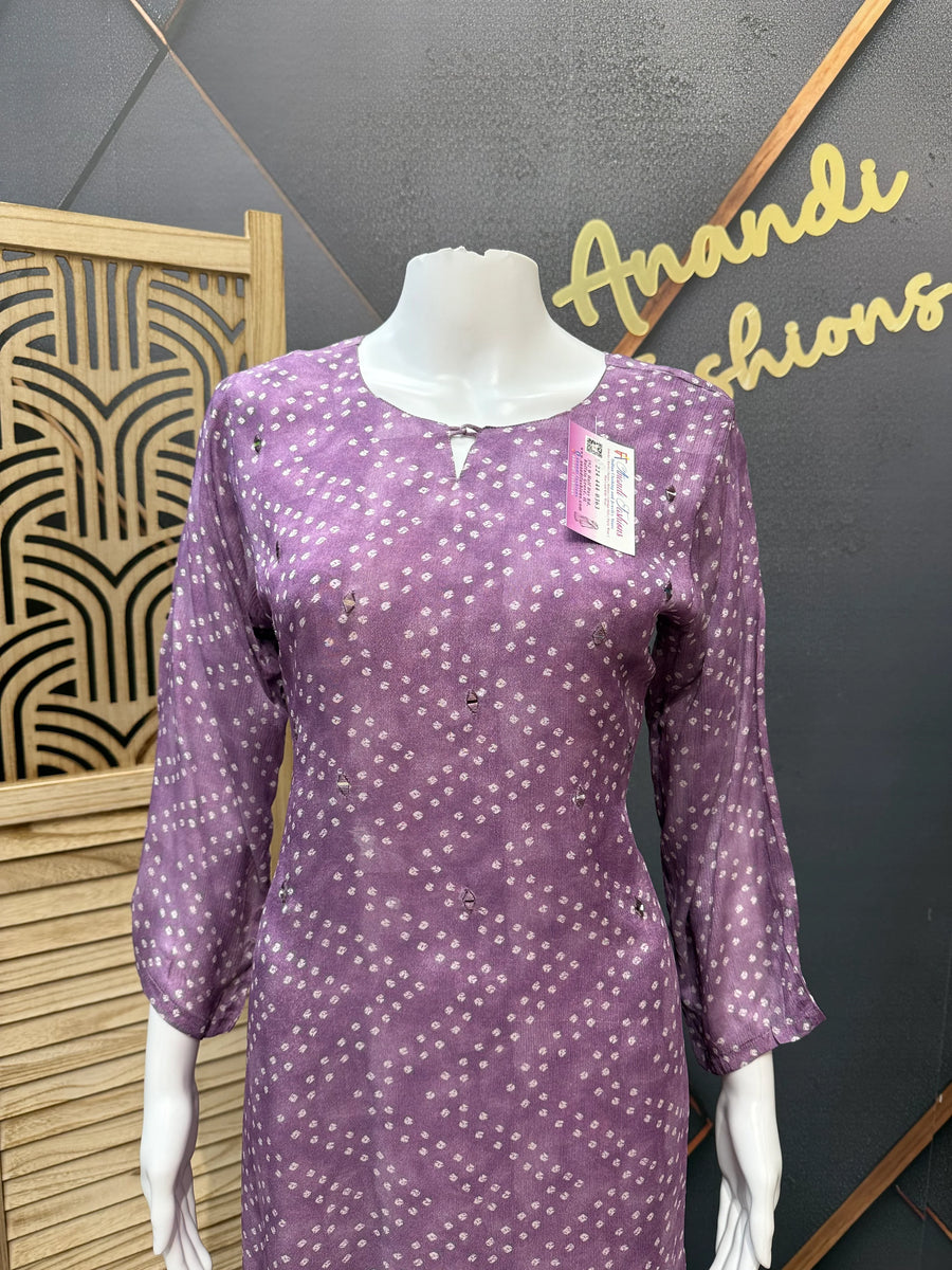Purple - Chiffon Bhandini Kurti