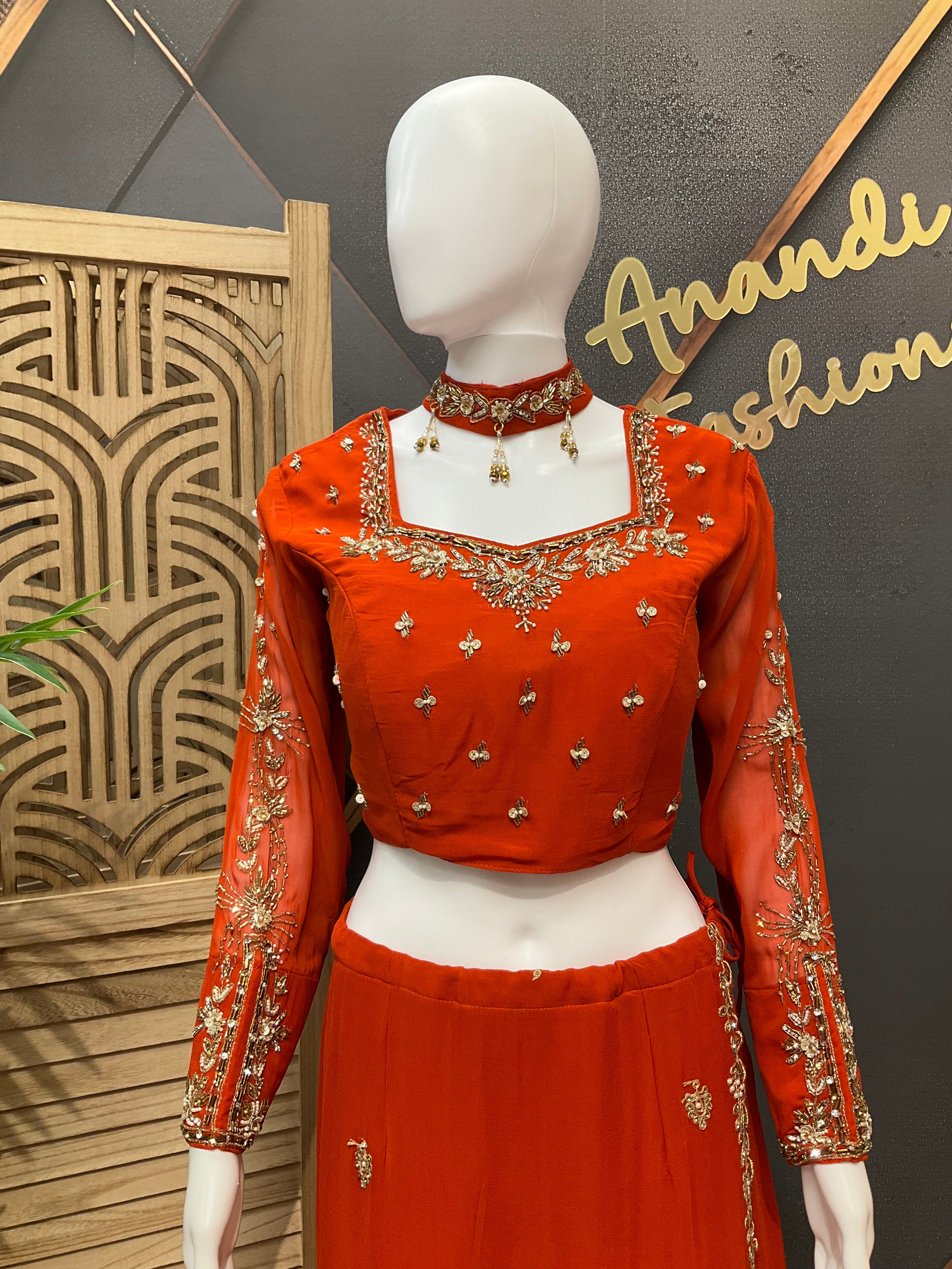 Orange - Ready to Wear Party Wear Saree