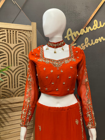 Orange - Ready to Wear Party Wear Saree