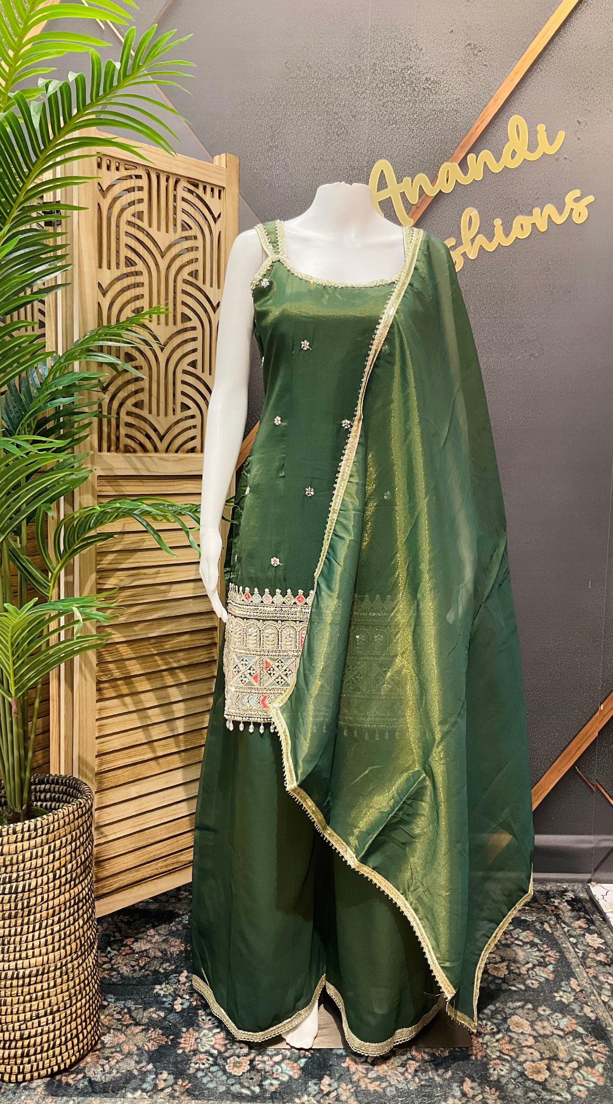 Sleeveless Tissue Sharara Set Size 40 - Designer Party Wear
