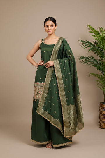 Sleeveless Tissue Sharara Set Size 40 - Party Wear with Embroidery