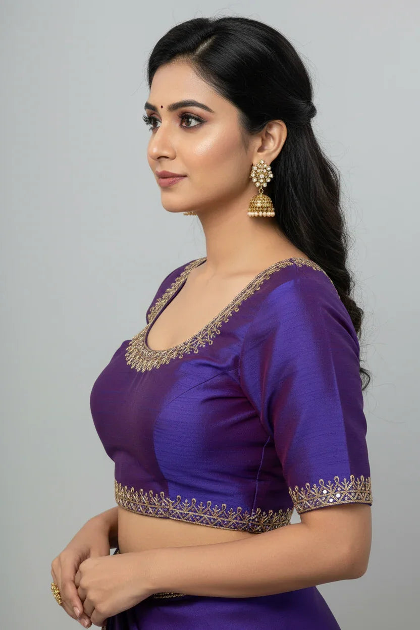 Front Opening Raw Silk Blouse