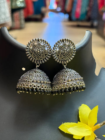 German Silver Jhumkas - Big Size