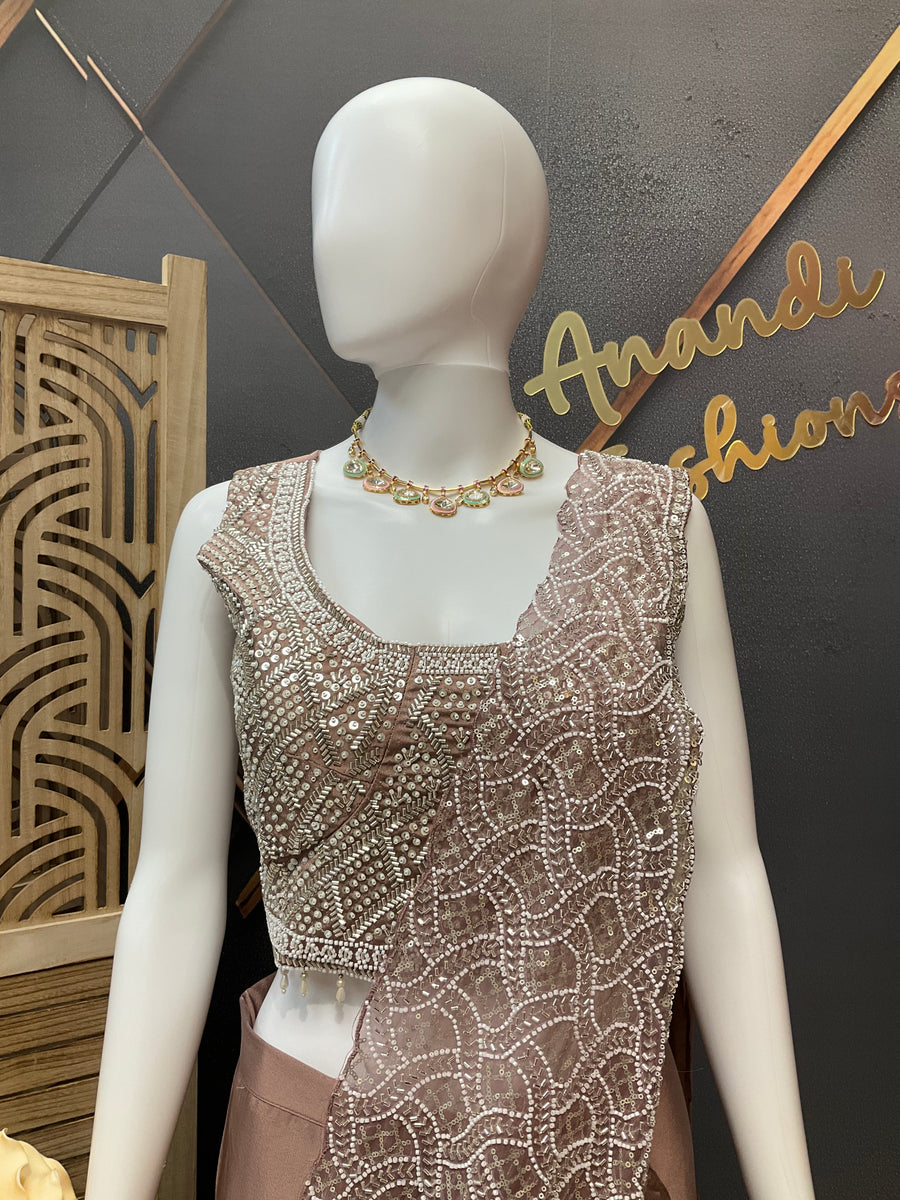 Women’s Honey color Ready-to-Wear Saree