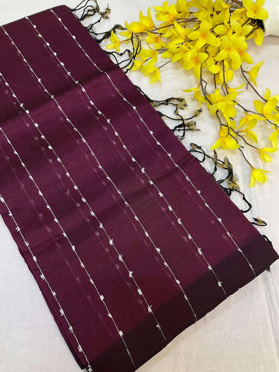 Colorful Mangalagiri Silk Saree with Contrast Blouse