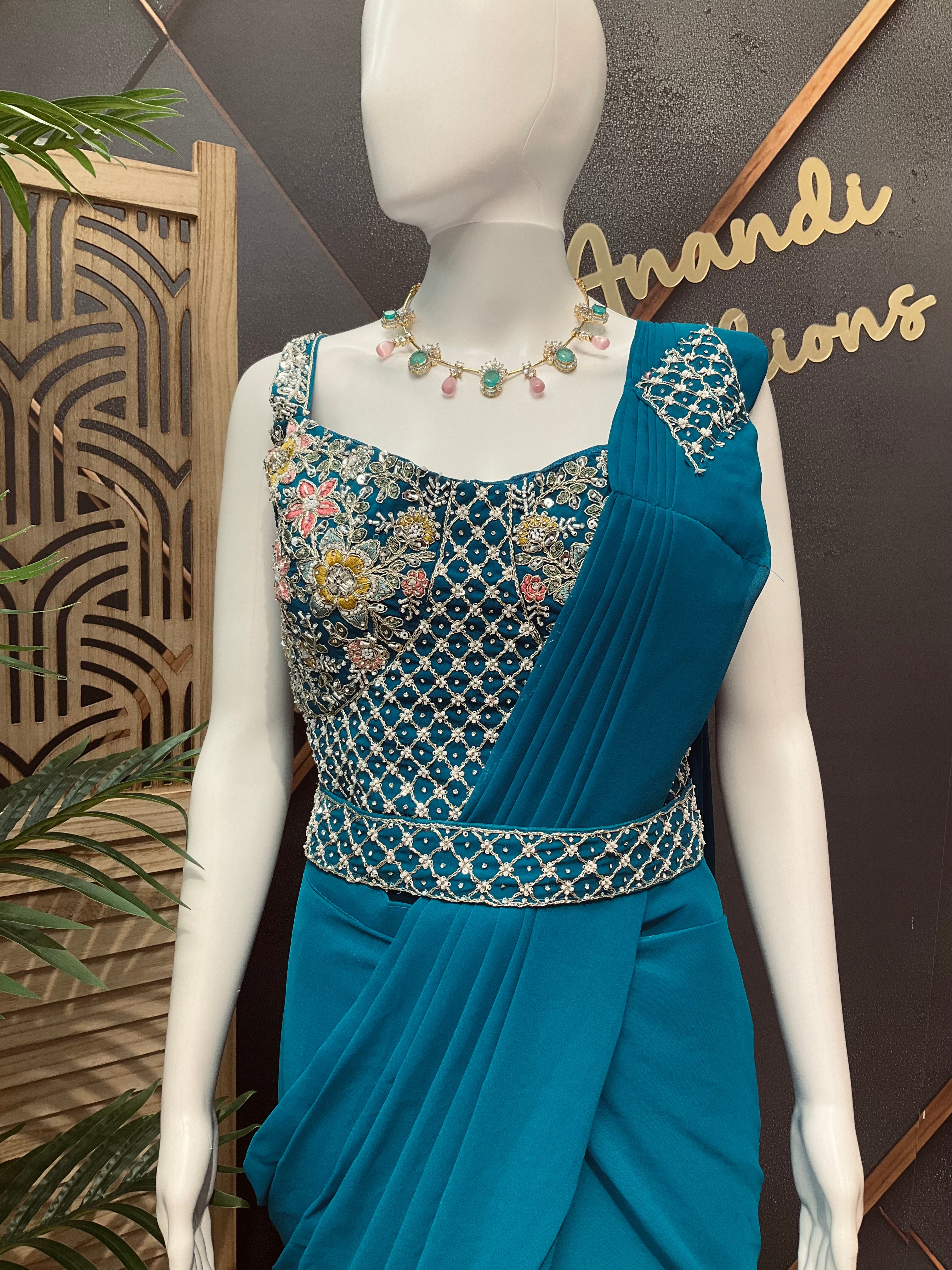 Blue - Ready to wear saree