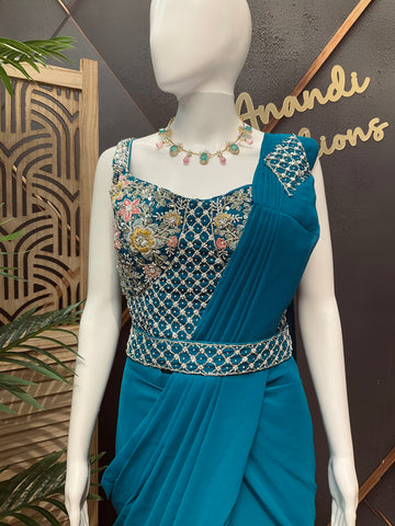 Blue - Ready to wear saree