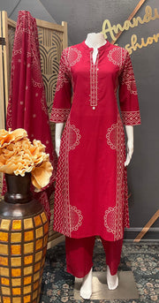 Maroon Pure Cotton Kurti set