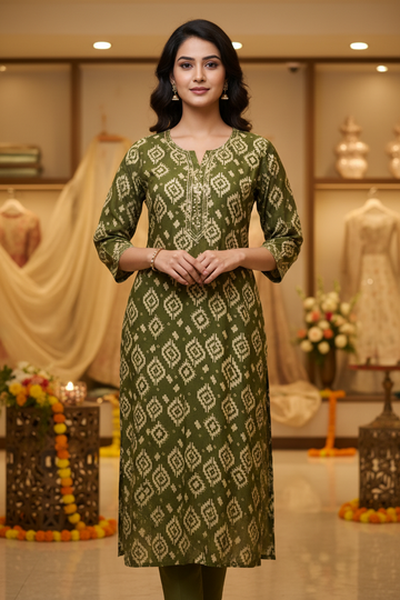 Green cotton kurti