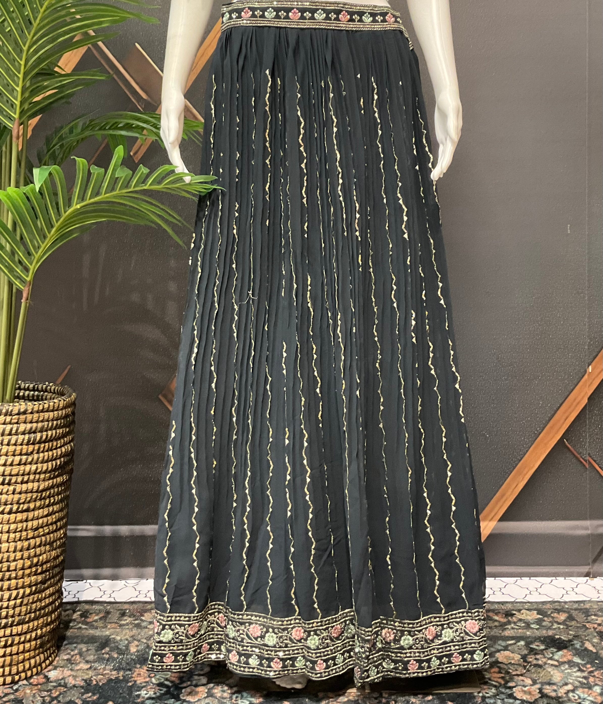 Grey -Chiffon Party Wear Lehenga Sets- Size 40/42