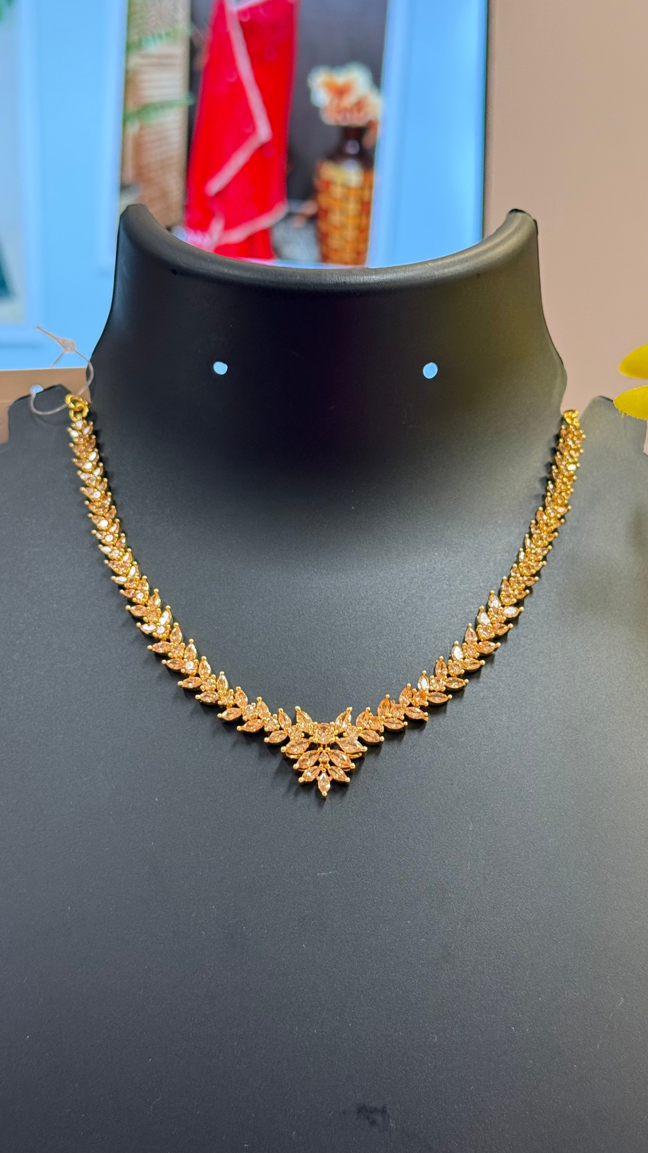 Honey Color CZ Party Wear Necklace set
